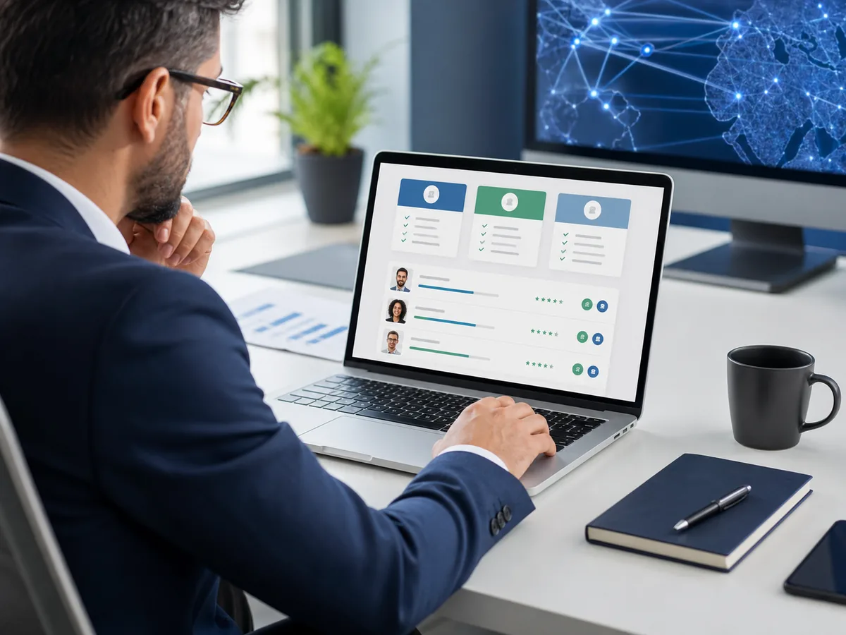Employer reviewing IT recruitment package options and candidate shortlists